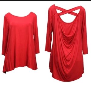 Kate & Mallory red drape back tunic
